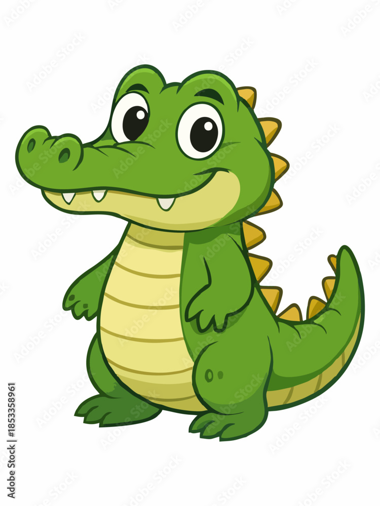 Fototapeta premium Cartoon illustration of a baby crocodile or alligator