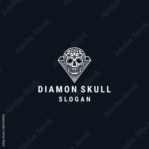 Diamond skull logo design template vector illustration