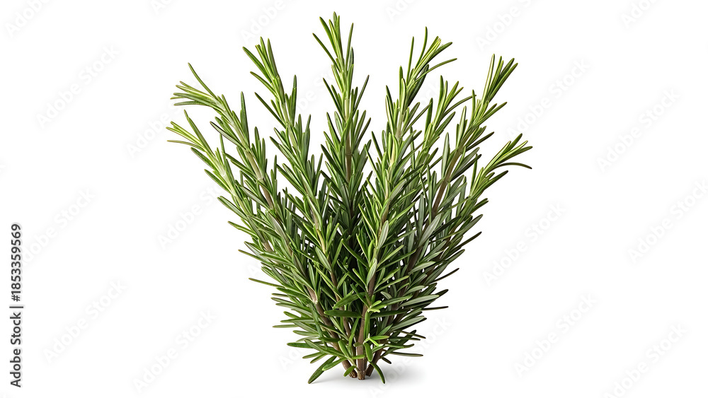 Fototapeta premium Fresh green rosemary herb sprigs on white background
