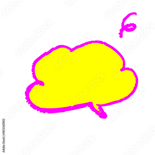 蛍光カラーのクレヨン風手描き吹き出しイラスト　ガサガサ線がかわいいコメント用フレーム素材