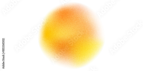 Orange circle gradient noise gradation. Abstract color watercolor blur mesh shape on white background. Gradient aura, grain neon blob with noise effect vector illustration.