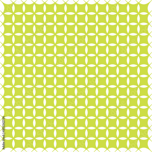 Seamless geometric pattern of interlocking rounded squares in lime green and white