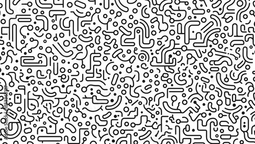 Abstract Pattern of Lines and Dots Resembling Circuits or Pathways