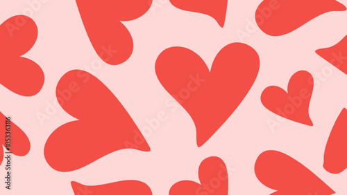 Seamless Red Hearts Pattern on a Light Pink Background - Romantic Valentine's Day Design