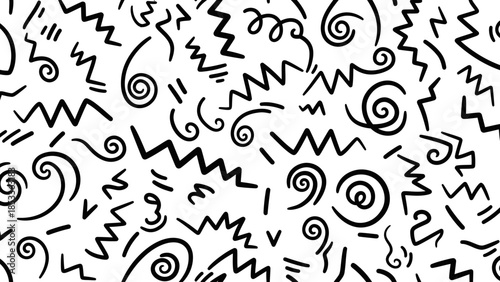 Abstract black and white geometric patterns, a dynamic and playful background design