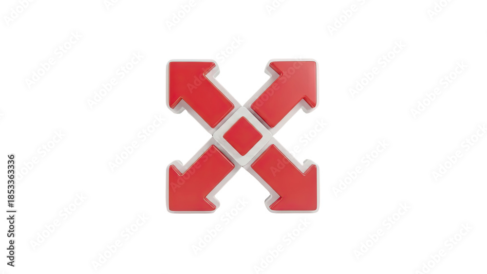 Obraz premium Red Arrows Pointing Outward