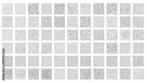 A grid of 80 small squares, each containing a unique grayscale texture pattern.