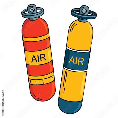 Air tanks for diving two types illustrated for underwater use perfect for scuba equipment safety marine exploration and professional diving themes