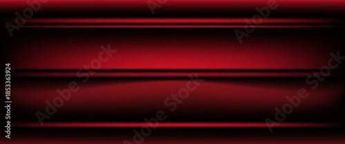 Red studio background. Abstract limbo podium studio room. Dark red gradient wall floor and spotlight scene. Showcase, promotion display. Vector stage mockup illustration