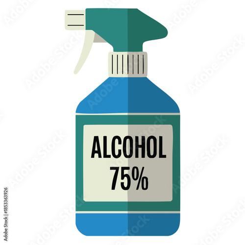 Antibacterial alcohol 75 percent bottle vector illustration perfect for hand washing hygiene prevention sanitary product personal care and covid19 awareness