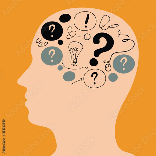 Anxiety and stress caused by thinking too much overthinking concept illustrated in expressive design suitable for mental health awareness psychology and emotional pressure themes