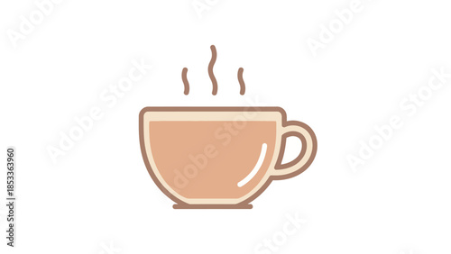 Icon of a Cup of Coffee with pastel color isolated on white background