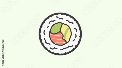 Icon of a Sushi Roll with pastel color isolated on white background