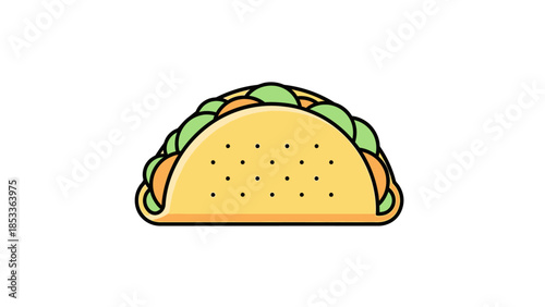Icon of a Taco with pastel color isolated on white background
