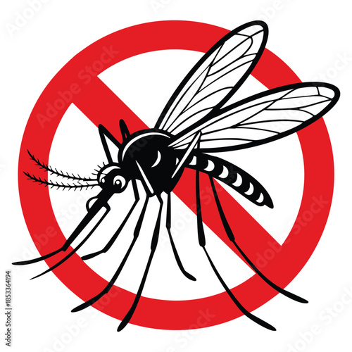 Awareness illustration of no mosquito sign suitable for preventing dengue malaria zika diseases vector design public health education and safety campaigns