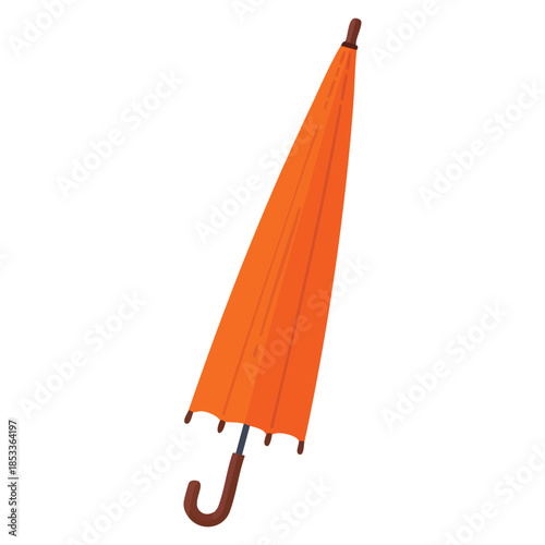 Autumn rainy weather closed orange umbrella vector illustration suitable for seasonal design elements rainy day themed artwork and creative projects