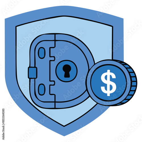 Banking safe vault vector design illustration ideal for financial security, cyber protection, online banking concept, and finance related creative designs