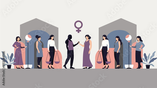 Diverse women supporting each other in modern workspace