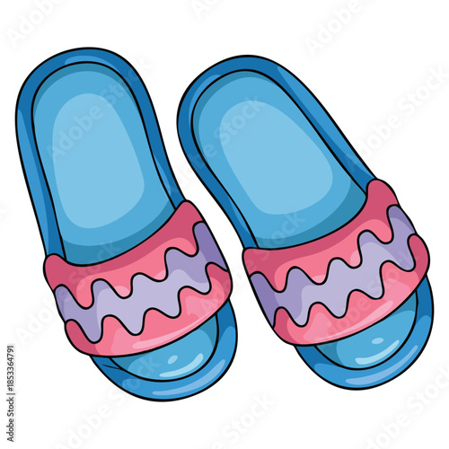 Blue and pink beach sandals illustration vector isolated perfect for vacation summer travel footwear tropical holiday fashion or outdoor themed design