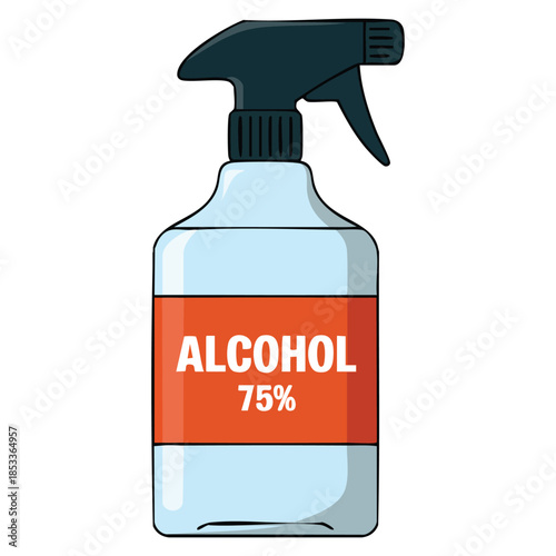 Bottle of antibacterial alcohol 75 percent sanitary product for personal hygiene hand washing vector illustration ideal for covid19 prevention public health