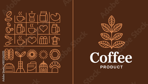 Branding packaging design coffee product pattern background geometric coffee design element ideal for cafe identity beans pattern and modern packaging artwork