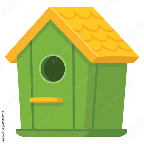 Bright wooden green birdhouse isolated on white background vector illustration perfect for protection of birds animals crafts international bird day spring designs