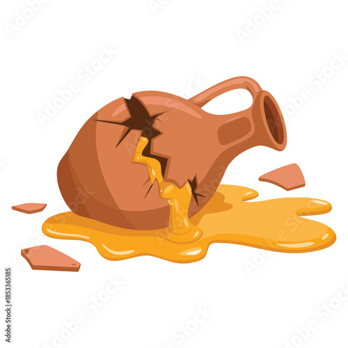 Broken ancient vase vector illustration old greek jar cartoon clay pottery icon cracked pitcher museum artifact isolated perfect for excavations or historical design