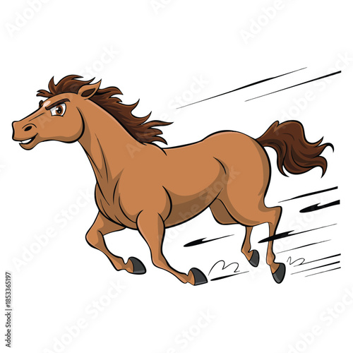 Brown horse running fast illustration isolated on white background vector design element perfect for animal wildlife sports or equestrian themed artwork