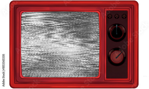 vintage TV on red background★レトロなブラウン管テレビの砂嵐画面の背景壁紙