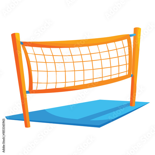 Cartoon orange volleyball or badminton net vector illustration ideal for sports game design children activity or athletic themed artwork