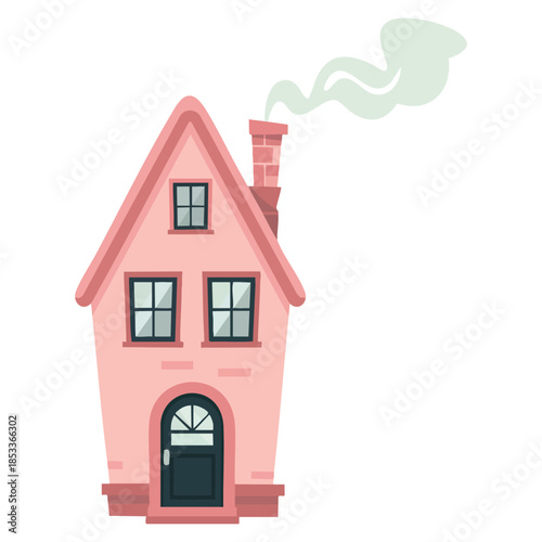 Cartoon vector illustration of small house with roof and windows perfect for sweet cozy home residential architecture and real estate themed artwork