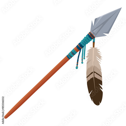Cartoon vector illustration of warriors spear cold weapon native American culture symbol isolated perfect for educational historical or cultural artwork design