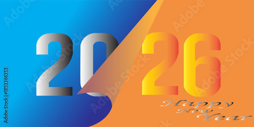 2026 new year occasion banner in page curl style vector