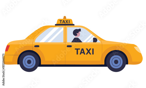 Cartoon vector illustration of yellow taxi cab Turkey transport for hire ideal for transportation service urban mobility and vehicle themed designs