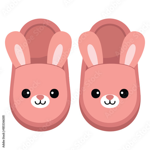 Cartoon vector pink rabbit slippers illustration isolated perfect for cozy fashion footwear bedroom cute and playful themed creative artwork