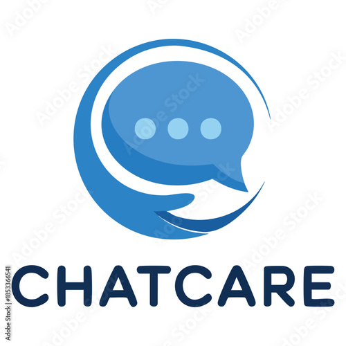 Chat care vector logo template design use hand symbol suitable for help support communication service modern clean identity branding for assistance