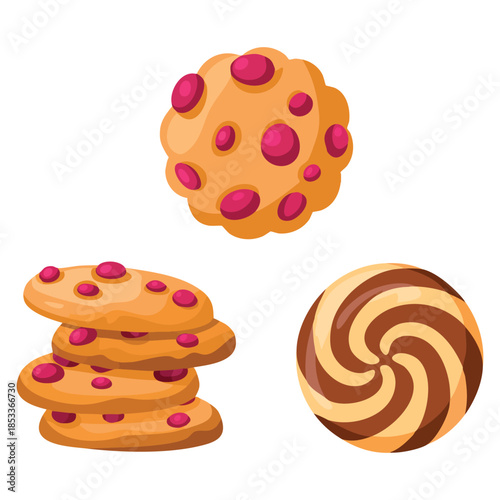 Chocolate chip cookie day celebration with sweet delicious pastries vector illustration of confectionery and sweet products perfect for food themed artwork