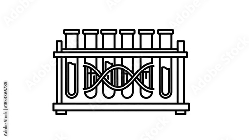 DNA Helix in Test Tubes Rack Vector Illustration Science and Research Concept