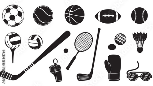 Sports Equipment Icons Set