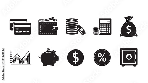 Financial Icons Set with Money Symbols