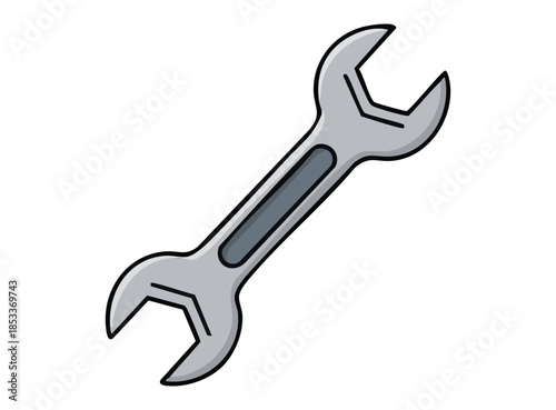 Illustration of a Silver Open-End Wrench Tool