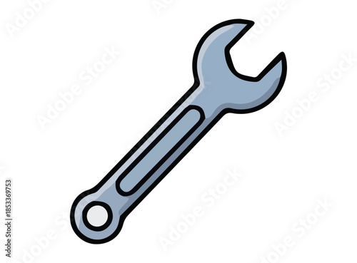 Illustration of a Silver Open-End Wrench Tool