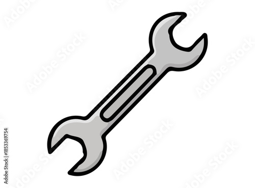Illustration of a Silver Open-End Wrench Tool