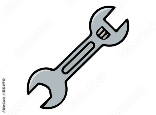 Illustration of a Silver Open-End Wrench Tool