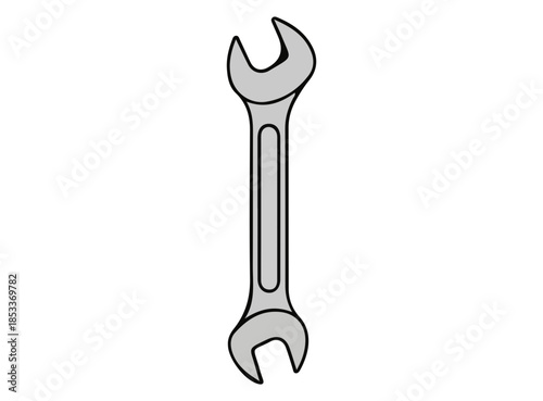 Illustration of a Silver Open-End Wrench Tool