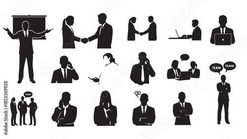 Business People Silhouettes Communicating in Office