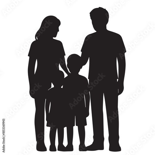 Standing family group silhouette suitable for caring community oriented designs
