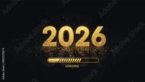 Gold text and loading bar on black background with '2026' and 'LOADING' for a futuristic or countdown theme.