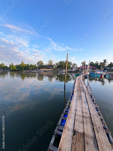 Beautiful morning view from a fishing deck