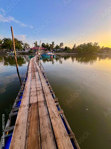Beautiful morning view from a fishing deck